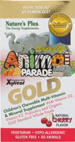 Nature's Plus Source of Life Animal Parade Gold Children's Chewable Multi-Vitamin and Mineral Supplement Cherry