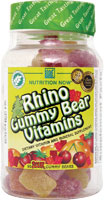 Nutrition Now Rhino Gummy Bear Multi-Vitamins Sour Strawberry Sour Lemon Sour Cherry Sour Orange
